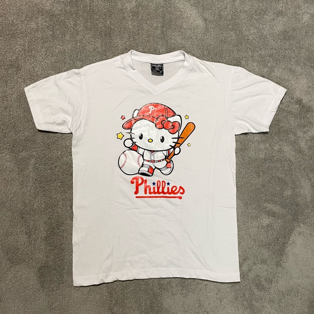 Anabil Philadelphia Phillies Hello Kitty Graphic Tee Shirt Womens Medium USA